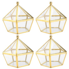 4X Glass Ring Box Wedding Jewelry Case Immortal Flower Glass Cover Home Decoration