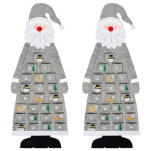 2X Calendrier de L' en Feutre de Noël à Suspendre Au Mur Calendrier de L' ûrPoches 24 Jours Gris Réutilisable