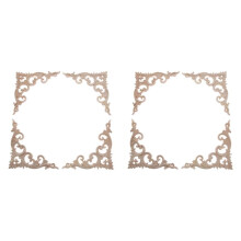 8Pcs Wood Carved Corner Onlay Applique Unpainted Frame Cupboard Cabinet Decal for Home Furniture Decoration 15cm