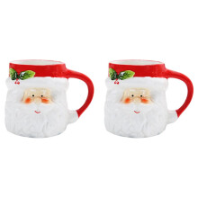 2X 400Ml Tasse Dessin Animé Mignon Kawaii Tasse de Noël 3D Tasse en Céramique Lait Café Tasse à Eau Tasse