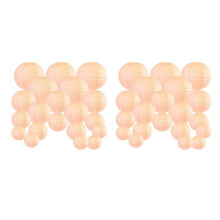 40 Pcs 6 Inch-12 Inch Peach Paper Lantern Chinese Assorted Sizes Round Lampion for Wedding Party Outdoor Indoor