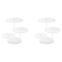 2X Présentoir Rond en Acrylique pour Produits, Présentoir à Cupcakes à 3 Niveaux, Présentoir pour Gâteaux