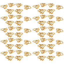 60Pcs/Lot Hotel Napkin Ring Napkin Holder Fall Leaves Napkin Buckle Christmas Wedding Party Gold Napkin Circle