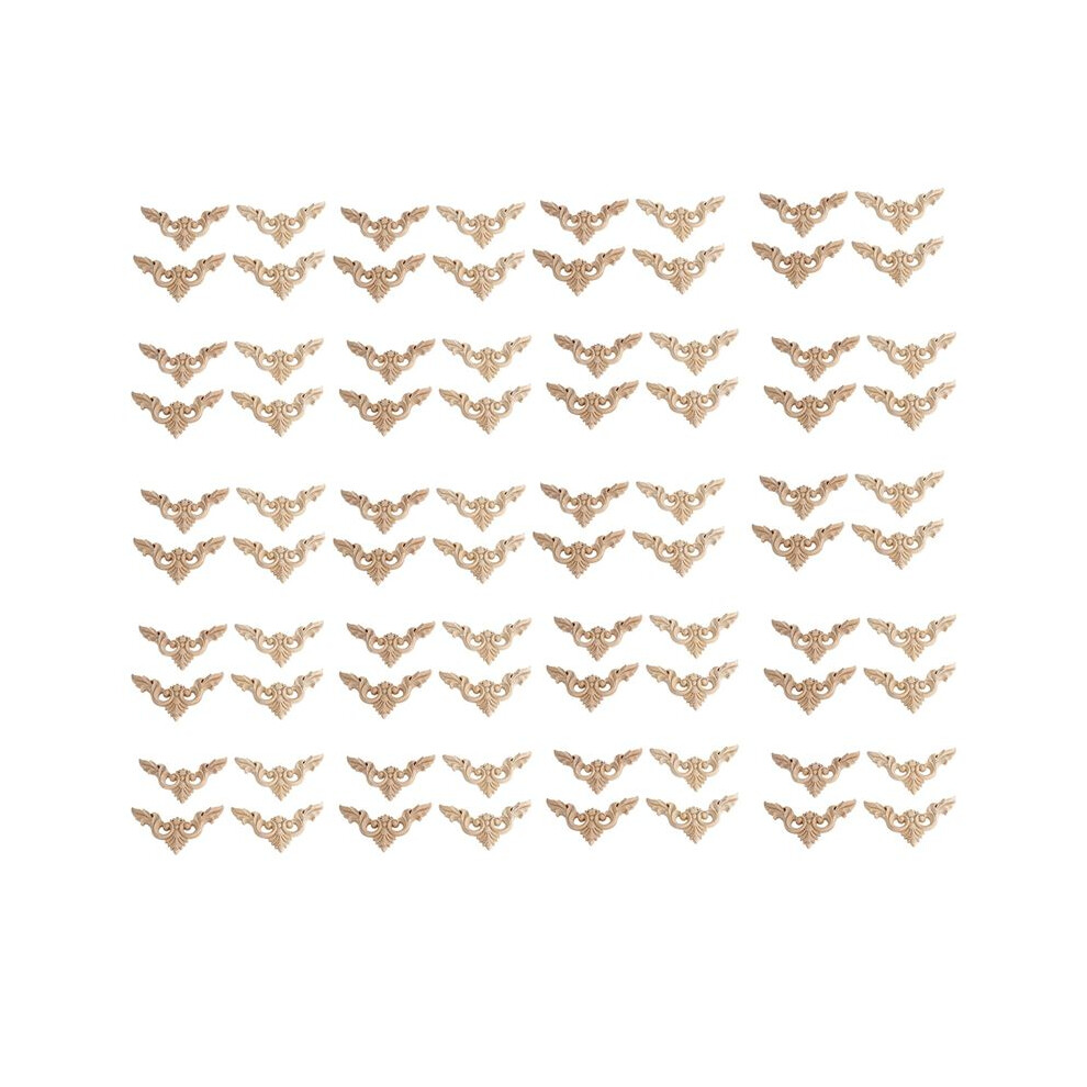 80Pcs 8X8cm Wood Carved Corner Onlay Furniture Home Decorations Unpainted Applique 6032856659433