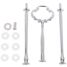 1set 2 3 Tier Cake Plate Stand Heavy Metal Center Handle Fitting Hardware Rod Shape:Ornate Victoriana Color:Silver Amount:1 Sets