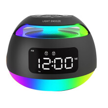 Radio-Réveil LED Portable RVB avec Récepteur Radio à Lumière Colorée, Haut-Parleur Sans Fil avec Double Alarme et Fonction Snooze, B