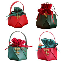 Red and Green Candy Handle Bag Christmas Tree Home Furnishing Desktop Decoration New Year Gift Bag