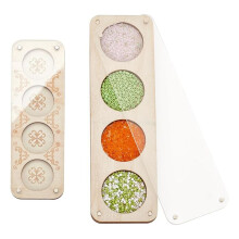 2 Plateaux Rangement Bois pour Bijoux avec Couvercle, 2 Tailles, Plateau Perles en Bois avec Couvercle, 4 Emplacements, Organisateur de Rangement pour