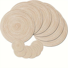 12Pcs Round Braided Placemats Washable Round Placemats for Kitchen Dining Table, Round Indoor Woven Fabric Table Mats