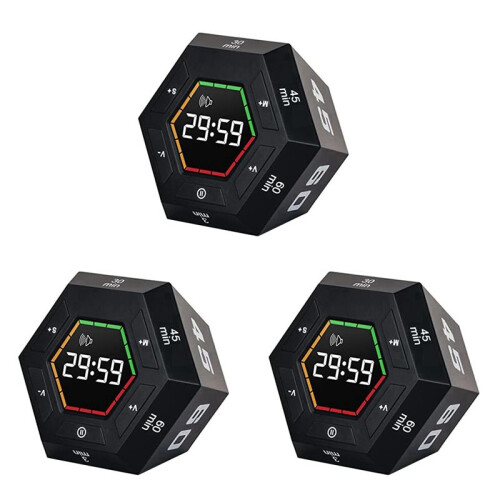 3X Pomodoro Timer, Productivity Timer,3, 5, 15, 30, 45, 60 Minute Preset  Countdown Timer,  Management Tool