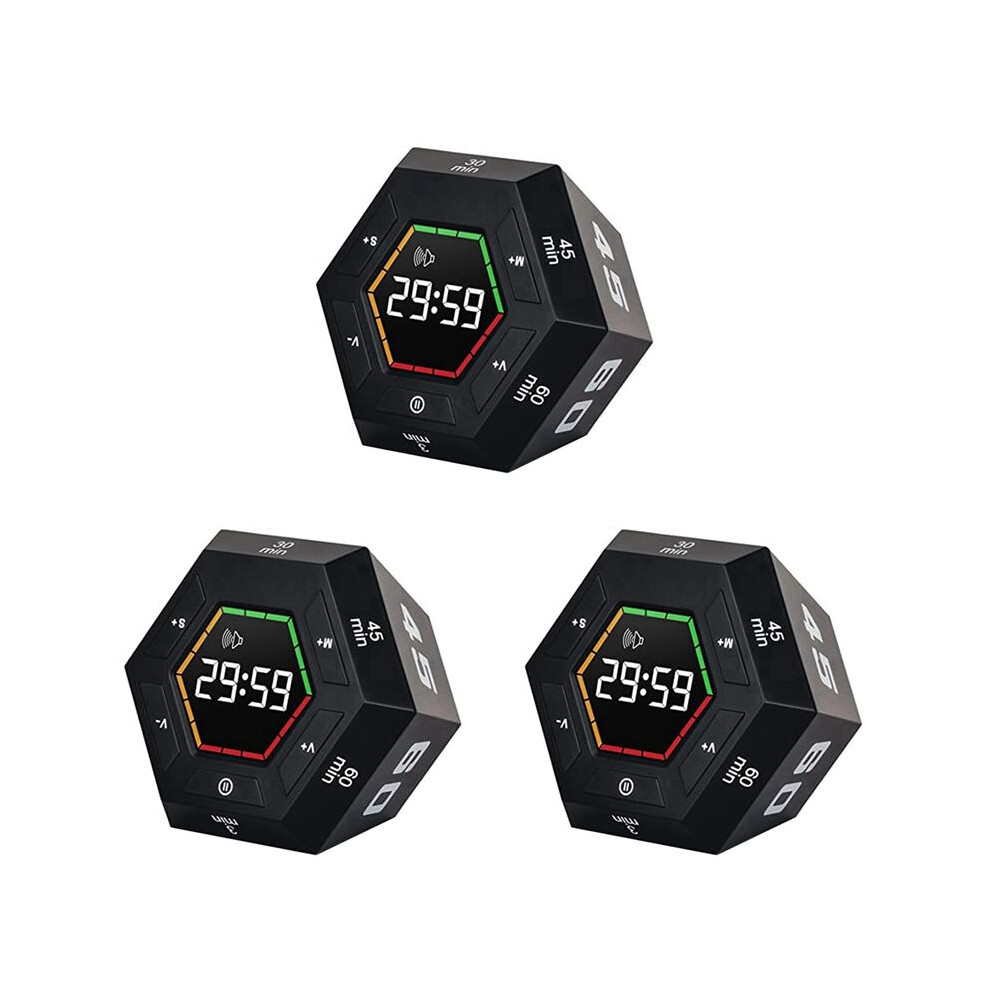 3X Pomodoro Timer, Productivity Timer,3, 5, 15, 30, 45, 60 Minute Preset Countdown Timer, Management Tool 4711630385653