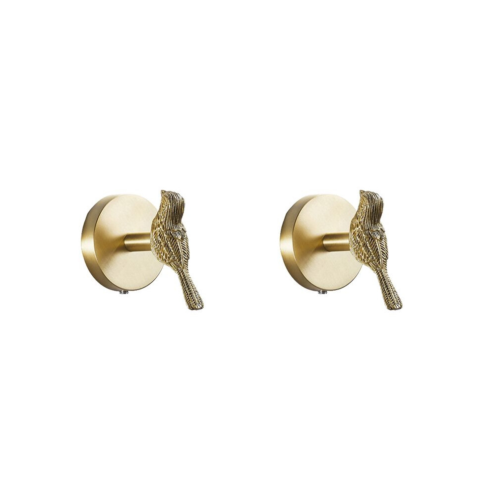 2X Brass Gold Animal Hook Solid Brass Coat Hook Door Back Hook Bathroom Kitchen Hooks Towel Rack(Bird) 6033601630752
