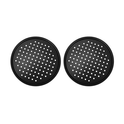 Pacote com 2 Assadeiras Perfuradas para Pizza de 11 Polegadas, Aço Carbono com Revestimento Antiaderente, Bandeja para Assar Pizza Fácil de Limpar