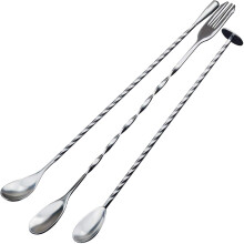 3 Pcs Extra Long Stainless Steel Mixing Spoons Spiral Pattern Bar Cocktail Shaker Spoon Barware Stirring Spoon for Tea Coffee Ice Cream Juice Drink