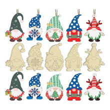 50PCS Christmas Wooden Gnome Cutouts Slices Unfinished Blank Wood Hanging Ornaments DIY Home Decor