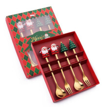 Juego de Vajilla de Regalo de Navidad Juego de Cuchara y Tenedor Cuchara de Postre Tenedor de Fruta Cuchara de Café Juego de Vajilla C