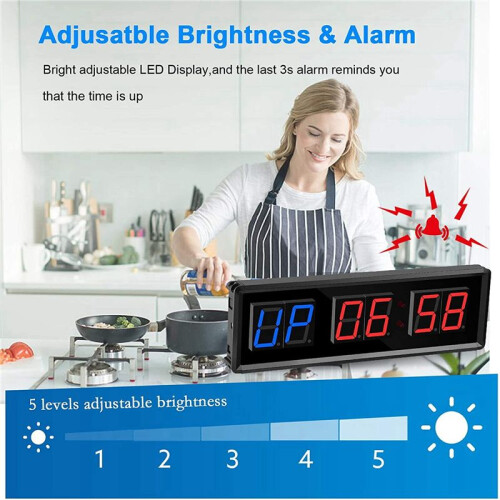 2X Gym Timer,LED Interval Timer Digital Countdown Wall Clock Fitness Timer,1.5Inch Digits Down/ Clock Stopwatch