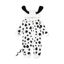 (12-18 Months, Black White) Dívčí overaly pro chlapce a dívky s potiskem krav, šikmý zip, dlouhý rukáv, kapuce, podzimní oblečení, body