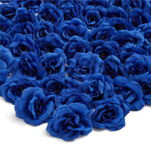 KüNstliche Blumen Seide Rose Blumen KöPfe, 200 Stück für Hut Kleidung Album Dekoration, (Dunkel Blau)