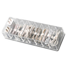 Boîte de rangement transparente pour câbles de données, 25x8x4.5 cm