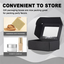 100 Pcs   Paper Box with Window Present Packaging Box Treat Box for Homemade Soap Treat Bakery Candy (Black)