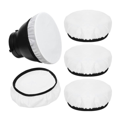4Pcs 18cm Light Diffuser,Soft Diffuser Lamp Cover White Lamp Shade Diffuser,for Studio Strobe Reflec 1