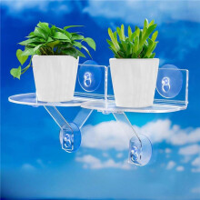 2X Étagère de Fenêtre en Acrylique Transparent avec Ventouses, Étagère Suspendue pour Plantes, Appareil Photo, Cadre Photo