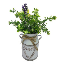 2X Rustic Metal Flower Vase Farmhouse Vintage Shabby Chic Galvanized Can Jug French Bucket Flower Holders