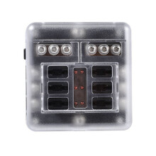 2X 6-Vägs Vattentätt Säkringsblock, med LED-Indikator med Negativ Säkringsdosa för Dc12-24V Bilbåt Husbil Lastbil