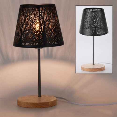 Table Lamp,  Metal Lampshade and Base with Tree Pattern,Suitable for Tabletop Pendant Lamp Wall Lamp White EU PLUG 2
