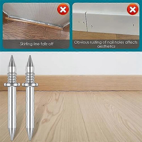 200 Pcs Double-Head Skirting Thread Seamless Nail,Rust-Proof No Trace Skirting Thread Screws Set wit 2