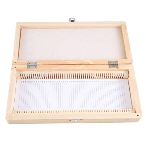 2X Wooden Slide Storage Box, Holds 50 Slides, Microscope Slide Box