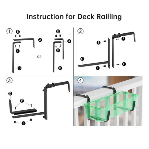 4PCS Adjustable Planter Box Brackets, Brackets for Window Boxes Planters Hanging Flower Box Holders, Heavy Duty Wall