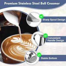 12 PeçAs Bell Creamers 90Ml/3Oz Jarro de Creme de AçO InoxidáVel Copo de Leite Jarro de Café Jarro de Espuma de Leite