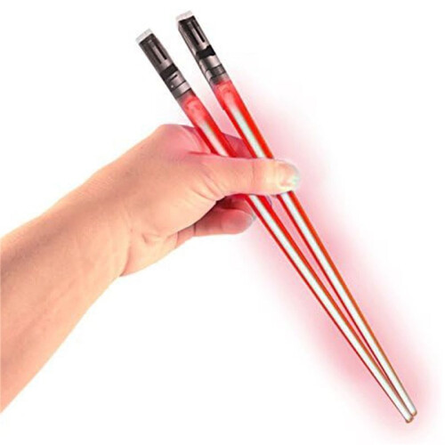 Leuchtendes Lichtschwert-Essstäbchen-Set, 4 Paar, Rot Grün 2