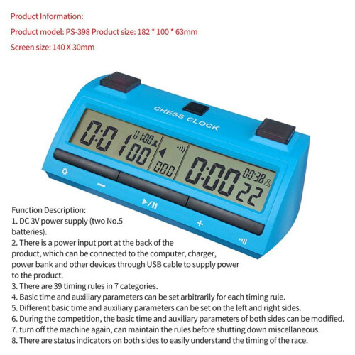 2X Professional Chess Digital Timer Chess Clock Count  Down Board Game Stopwatch Bonus Competition Hour Meter 2