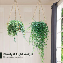 4X Jardinière Suspendue Dorée avec Drainage, Support de Plantes Suspendu en Demi-Cercle pour Plantes D'Intérieur, Bassin de Plafond Léger