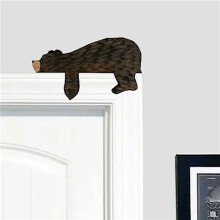 4X Décor de Décoration de Porte D'Ours en Bois Sculpture D'Angle de Porte D'Ours Mignon dans Votre Coin, Décor de Statue D'Art en Bois