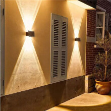 4X Applique Murale Extérieure Solaire Étanche pour Jardin, Éclairage Vers le Haut et Vers le Bas, Lampe Solaire pour Mur Extérieur Étanche