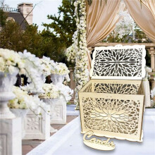 2X Diy Rustic Hollow Wooden Knot Wedding Gift Card Box Money Letter Box Wedding Party Sign in Box Large
