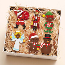 36 PCS Christmas African American Ornaments, DIY Stickers & Black Santa Claus Cards, Eco-Friendly Tree Decorations for Xmas Party