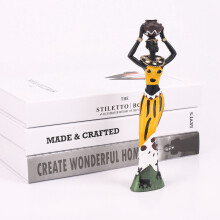 6Pcs Retro Vase African Woman Statue Exotic Resin Culture Figurines Set for Home Hotel Living Room Decoration