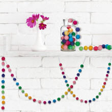 Girlande Bunte Pom Pom Girlande Hand Gefertigt 28 Bälle Filzball Girlanden für Wand Christ Baum Schmuck (4 Sätze)