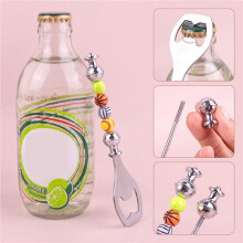 8 Pack DIY Beaded Beer Opener Metal Bottle Opener Decorative Beaded Bottle Opener for Bartenders Kitchen Tool