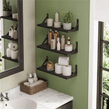 Floating Shelves for Wall, Farmhouse Wall Shelves for Bedroom, Bathroom Storage,Living Room and Kitchen Decor (6 Black)