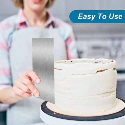 2X 10 Inch Stainless Steel Cake Scraper Large  Stripe  Smoother Scraper Cake Decorating Comb Cake Scraper 2