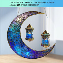 8 Tum Blå Moon Julgran Suncatcher Prydnad, Akryl Blå Moon Suncatcher Fönsterhängande Dekor