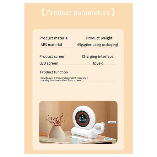 60 Minutes Visual Analog Timer Cute Silent Rotary Timer Kitchen Timer Count  Down Clock for Kids and Adults 1