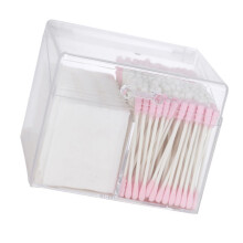 Clear Acrylic Cotton Swab Box with Lid – Dustproof Waterproof Organizer 12x10.8x9.6cm