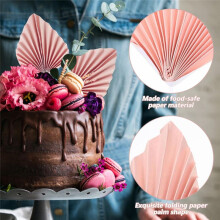 100PCS Tree Leaf Boho Cake Topper Disposable Paper Cake Decorations for Wedding Birthday Anniversary Cake Supplies